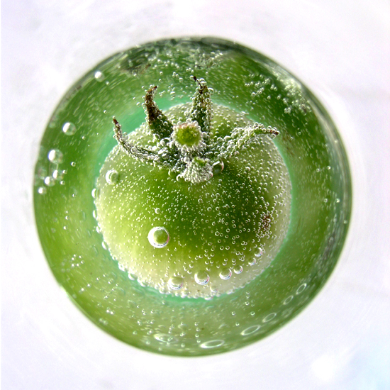 submerged cherry tomato