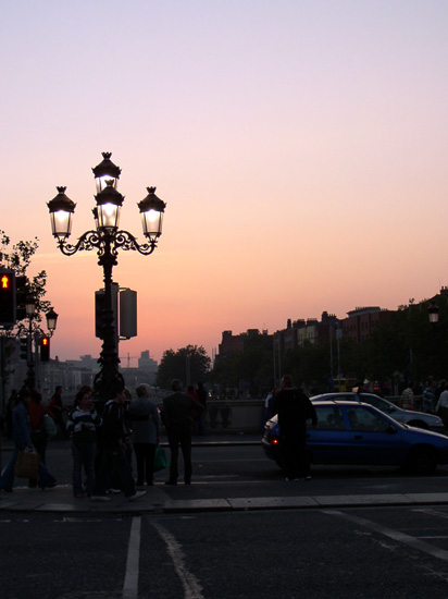 sunset, lamppost