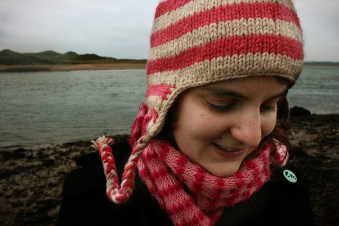 pink hat and scarf